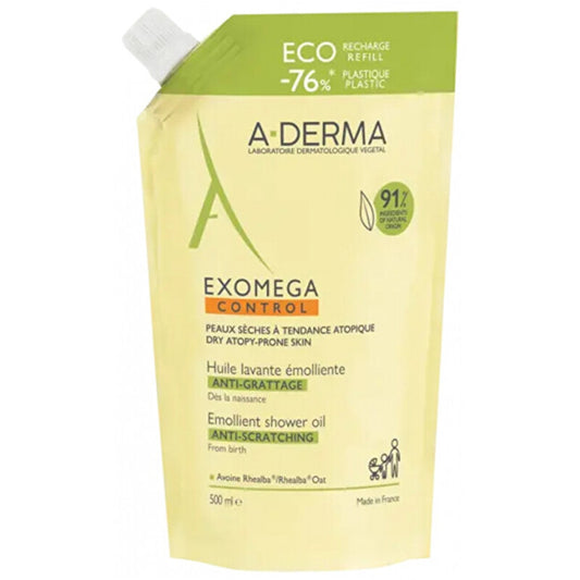 A-Derma „Exomega Control“ minkštinamasis dušo aliejus – minkštinamojo dušo aliejaus sausai, į atopinę egzemą linkusiai odai papildymas