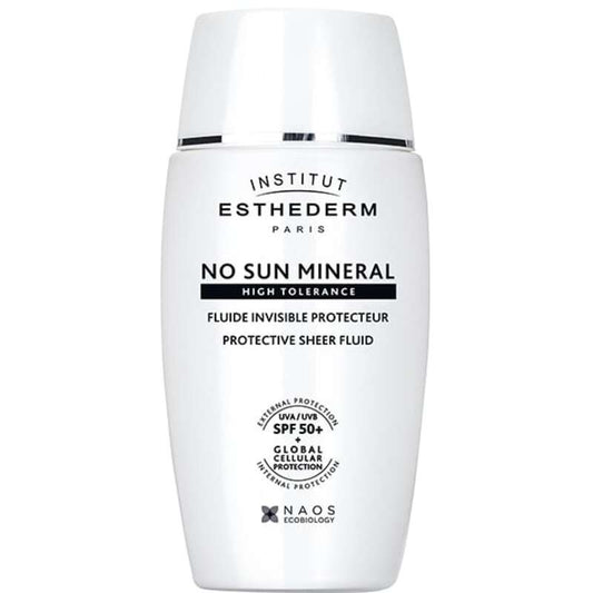 „Institut Esthederm No Sun“ mineralinis apsauginis skaidrusis fluidas SPF 50+ – veido apsaugos nuo saulės priemonė